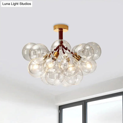 Modern brass and black bubble semi flush ceiling light foyer