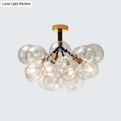 Modern brass and black bubble semi flush ceiling light foyer