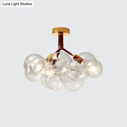 Modern brass and black bubble semi flush ceiling light foyer