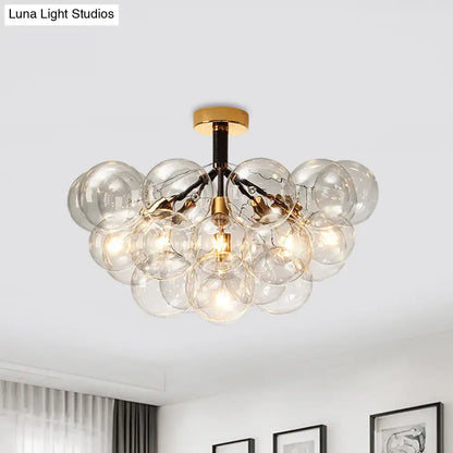 Modern brass and black bubble semi flush ceiling light foyer