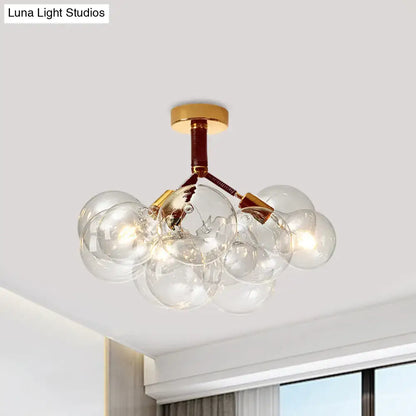 Modern brass and black bubble semi flush ceiling light foyer