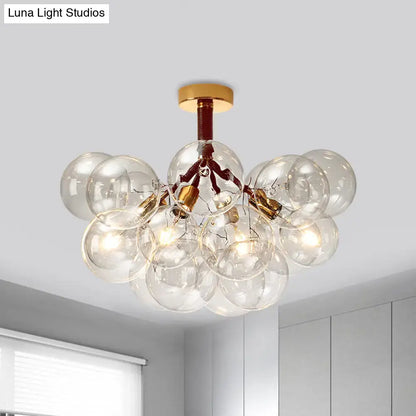 Modern brass and black bubble semi flush ceiling light foyer
