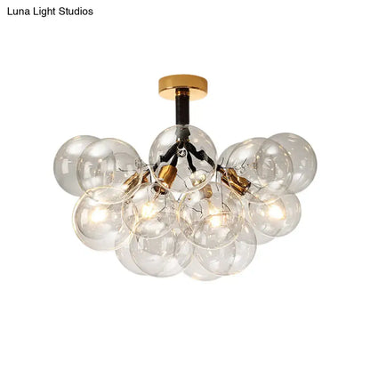 Modern brass and black bubble semi flush ceiling light foyer