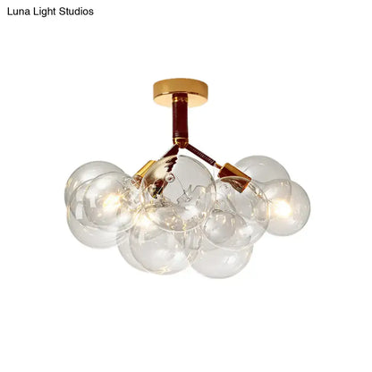 Modern brass and black bubble semi flush ceiling light foyer