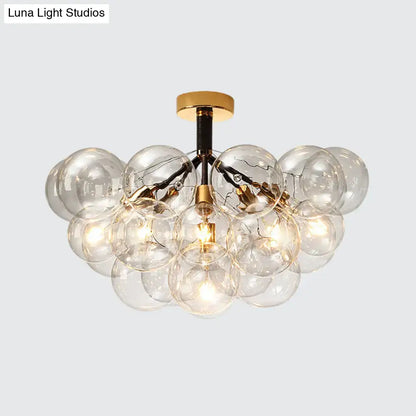 Modern brass and black bubble semi flush ceiling light foyer
