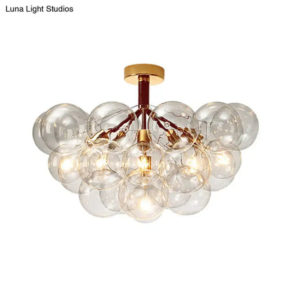 Modern brass and black bubble semi flush ceiling light foyer