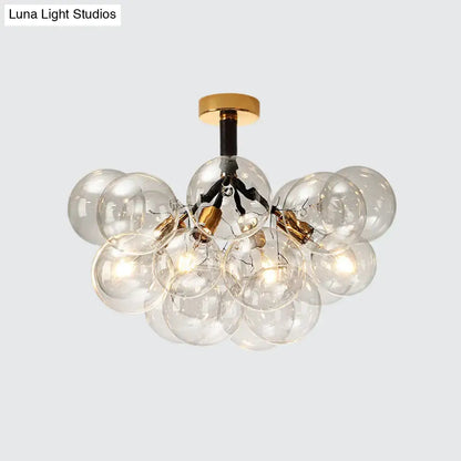 Modern brass and black bubble semi flush ceiling light foyer