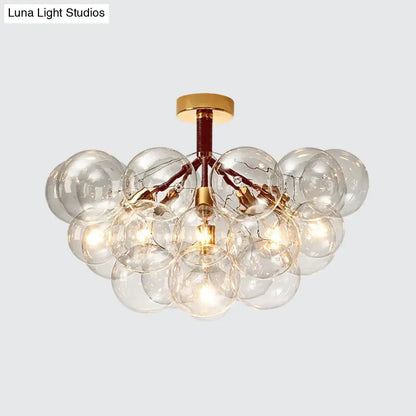 Modern brass and black bubble semi flush ceiling light foyer