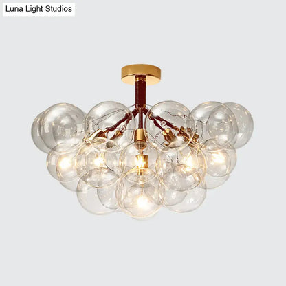 Modern brass and black bubble semi flush ceiling light foyer