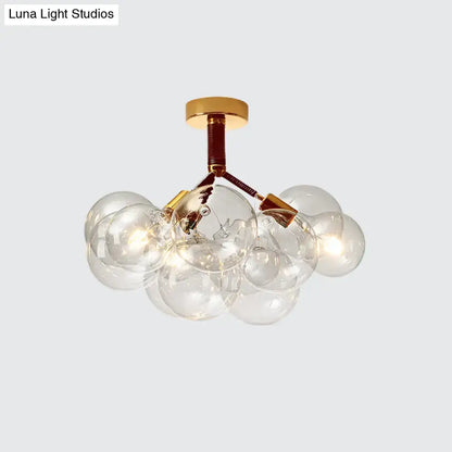 Modern brass and black bubble semi flush ceiling light foyer