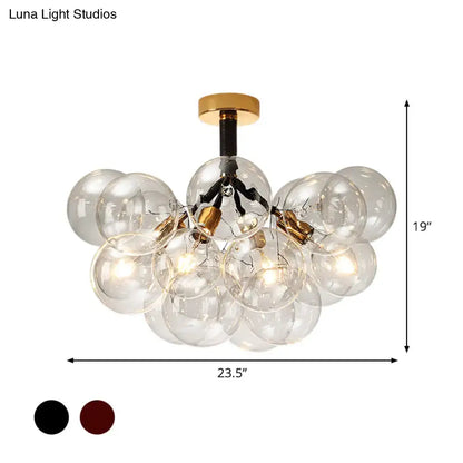Modern brass and black bubble semi flush ceiling light foyer