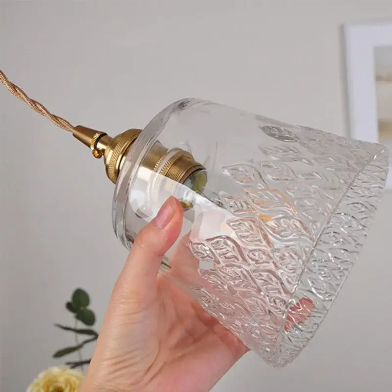 clear leaf gold textured glass pendant light dining room