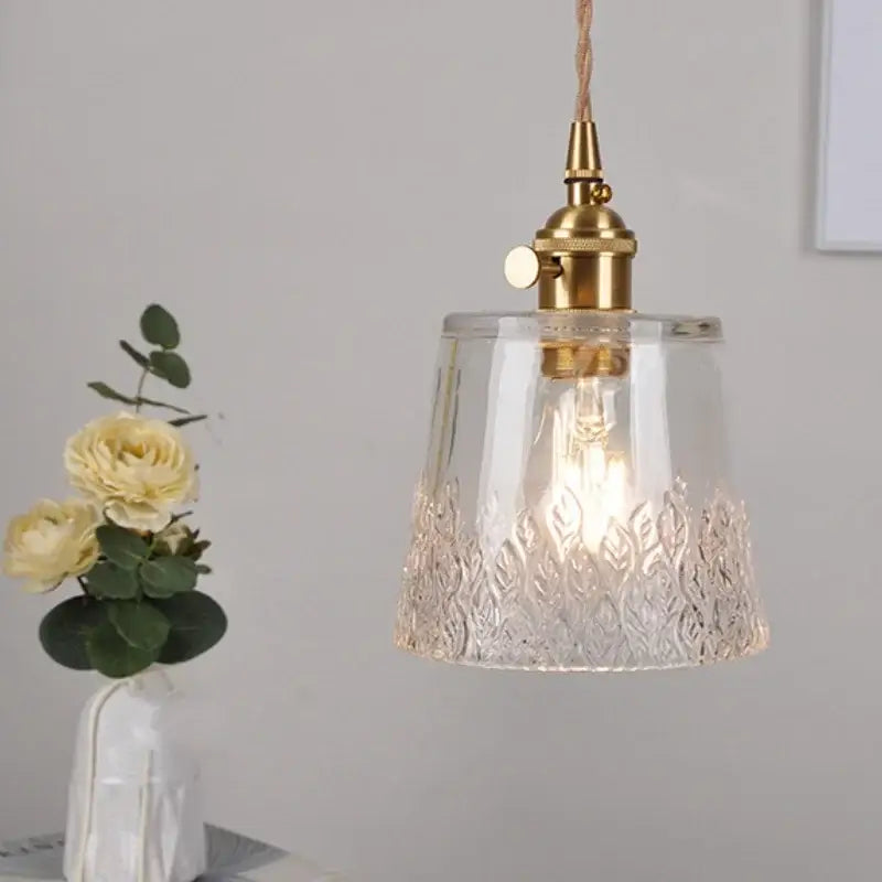 clear leaf gold textured glass pendant light dining room