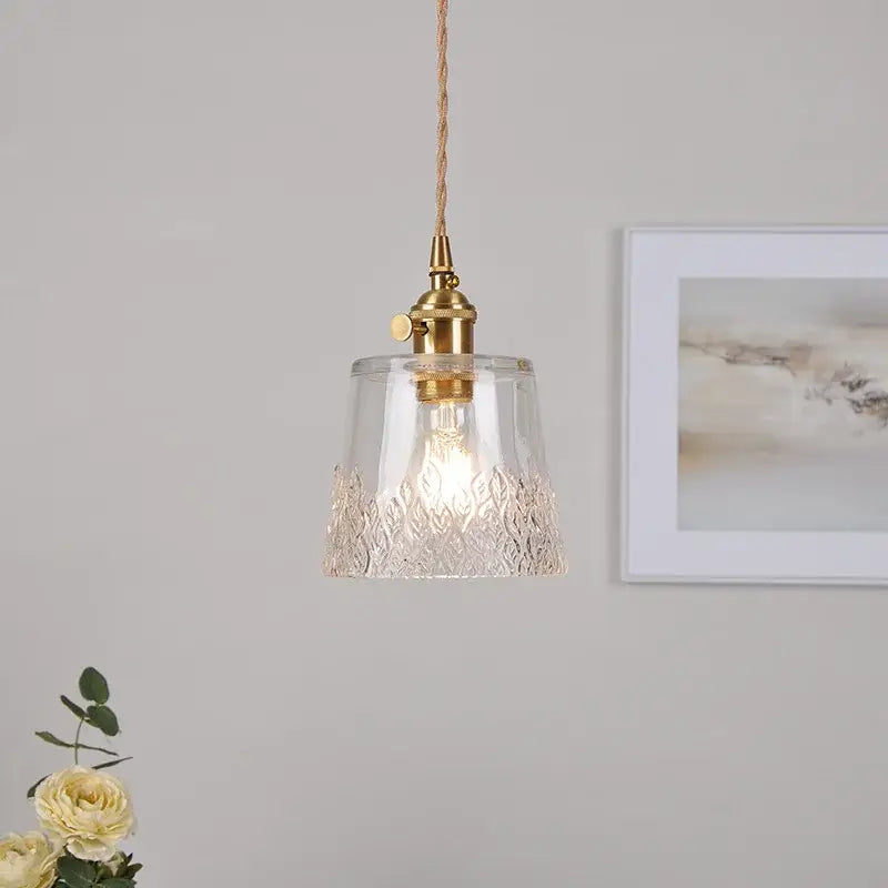 clear leaf gold textured glass pendant light dining room