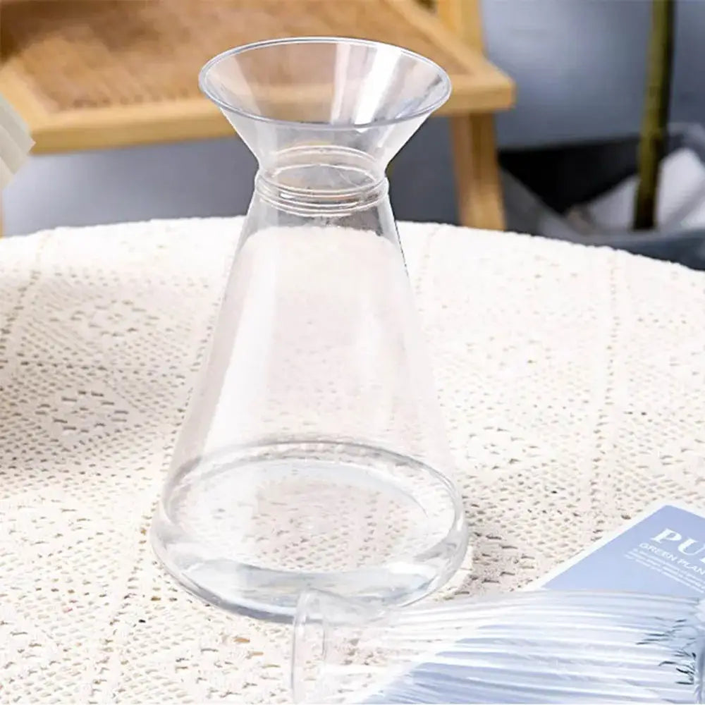 Clear nordic plastic vase with vertical ridges for living room