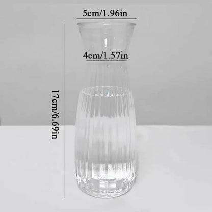 Clear nordic plastic vase with vertical ridges for living room