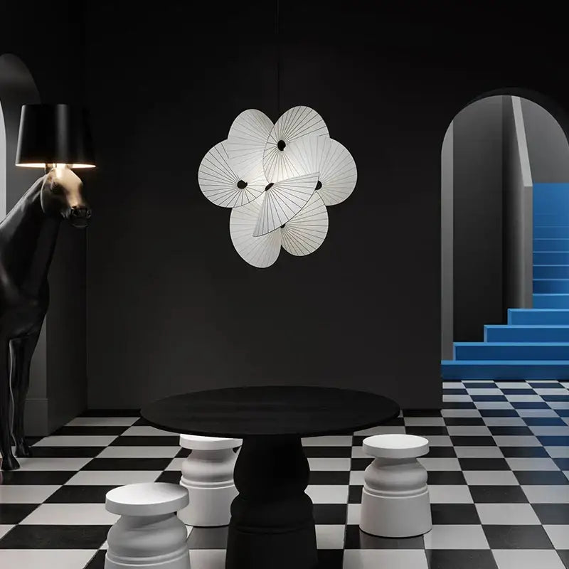 cloth minimalist led chandelier for dining room white fan