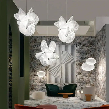 cloth minimalist led chandelier for dining room white fan