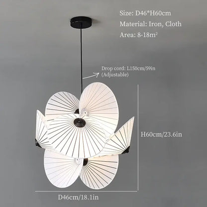 cloth minimalist led chandelier for dining room white fan