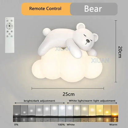 cloud bunny lamp bedroom white rabbit wall light