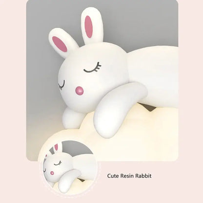 cloud bunny lamp bedroom white rabbit wall light