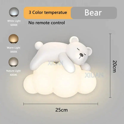 cloud bunny lamp bedroom white rabbit wall light