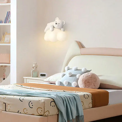 cloud bunny lamp bedroom white rabbit wall light