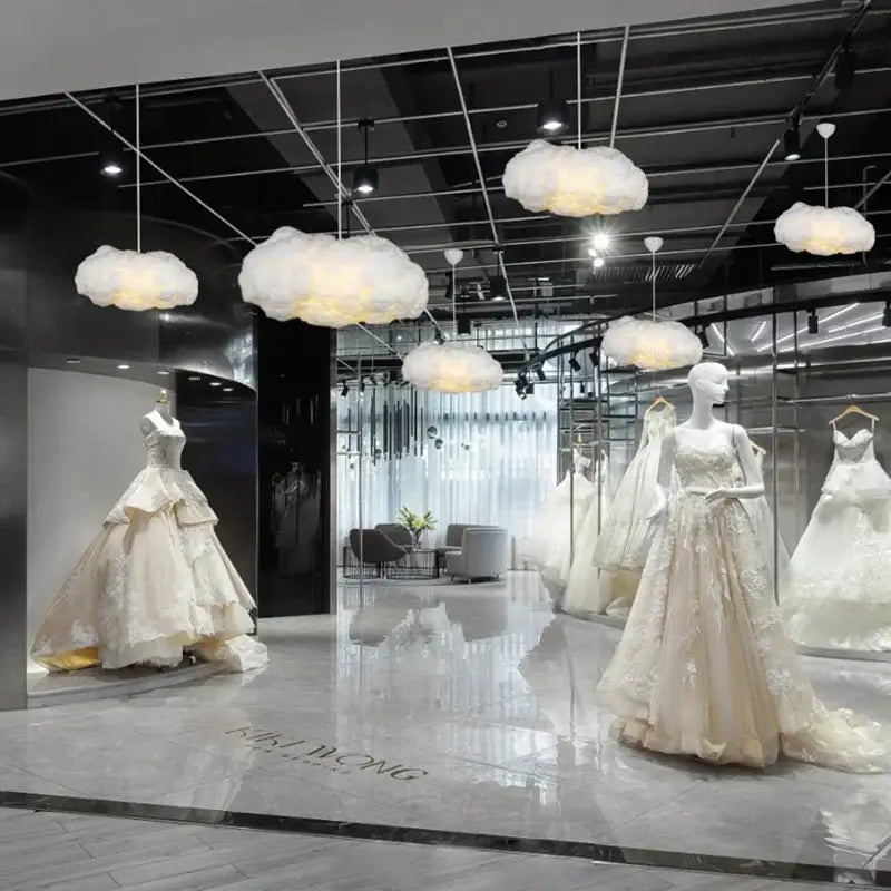 cloud chandelier silk cotton nursery hanging lamp
