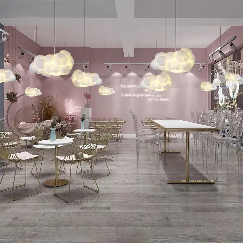 cloud chandelier silk cotton nursery hanging lamp