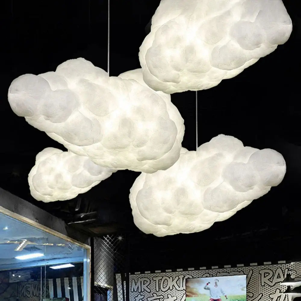 cloud chandelier silk cotton nursery hanging lamp