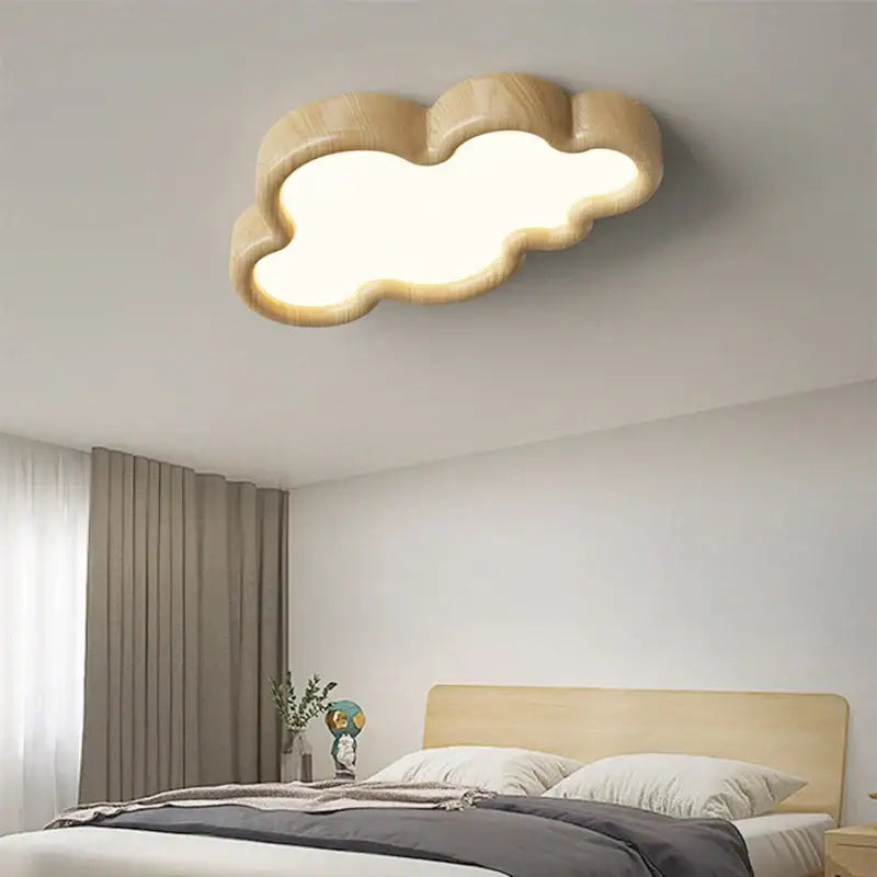 cloud led chandelier natural wood light for child room