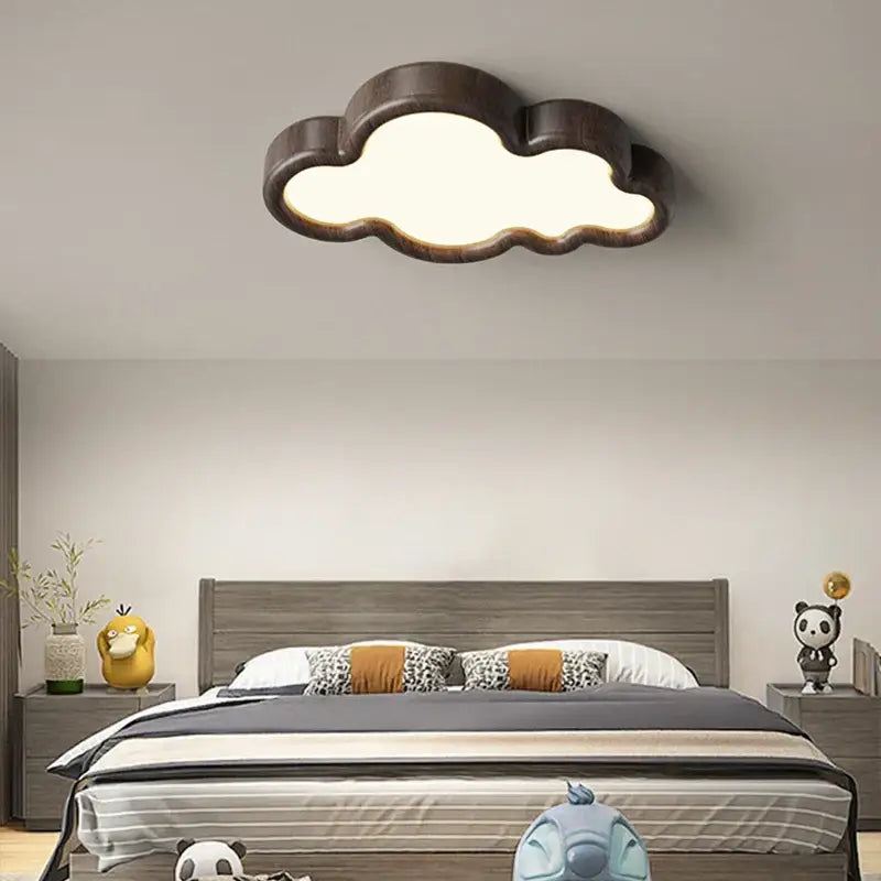 cloud led chandelier natural wood light for child room