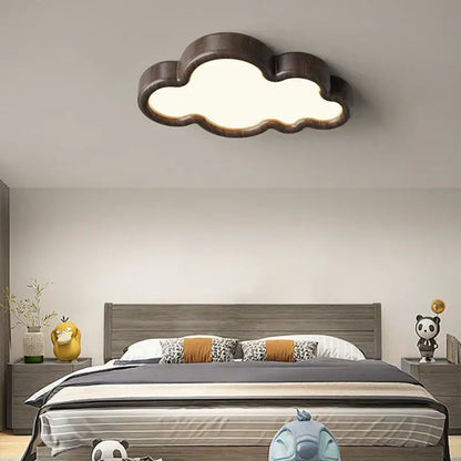 cloud led chandelier natural wood light for child room