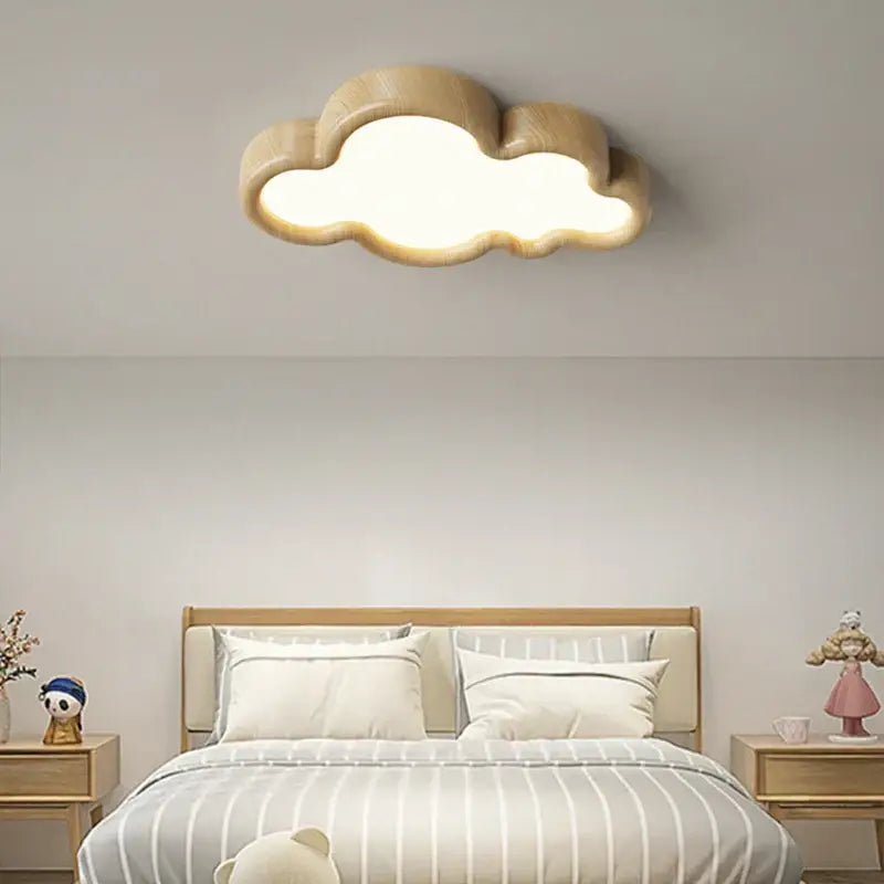 cloud led chandelier natural wood light for child room