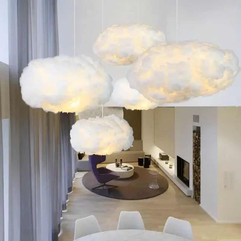 cloud led pendant white & pale yellow bedroom light