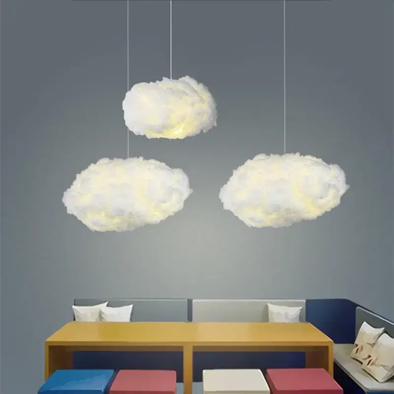 cloud led pendant white & pale yellow bedroom light