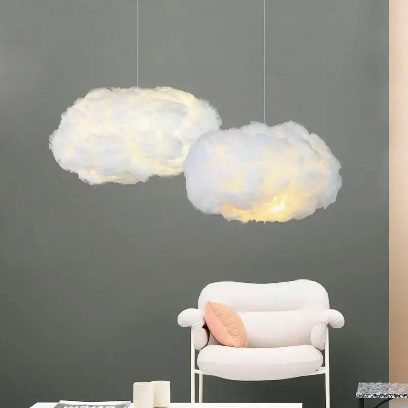 cloud led pendant white & pale yellow bedroom light