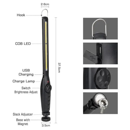 cob led black clip on work light garage inspection lamp