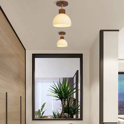 coco wood glass ceiling chandelier corridor light