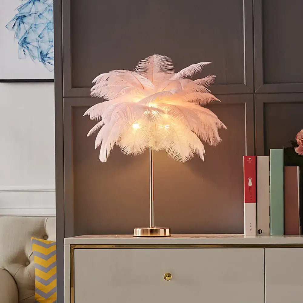 White feather coconut tree table lamp for bedroom 110v-120v