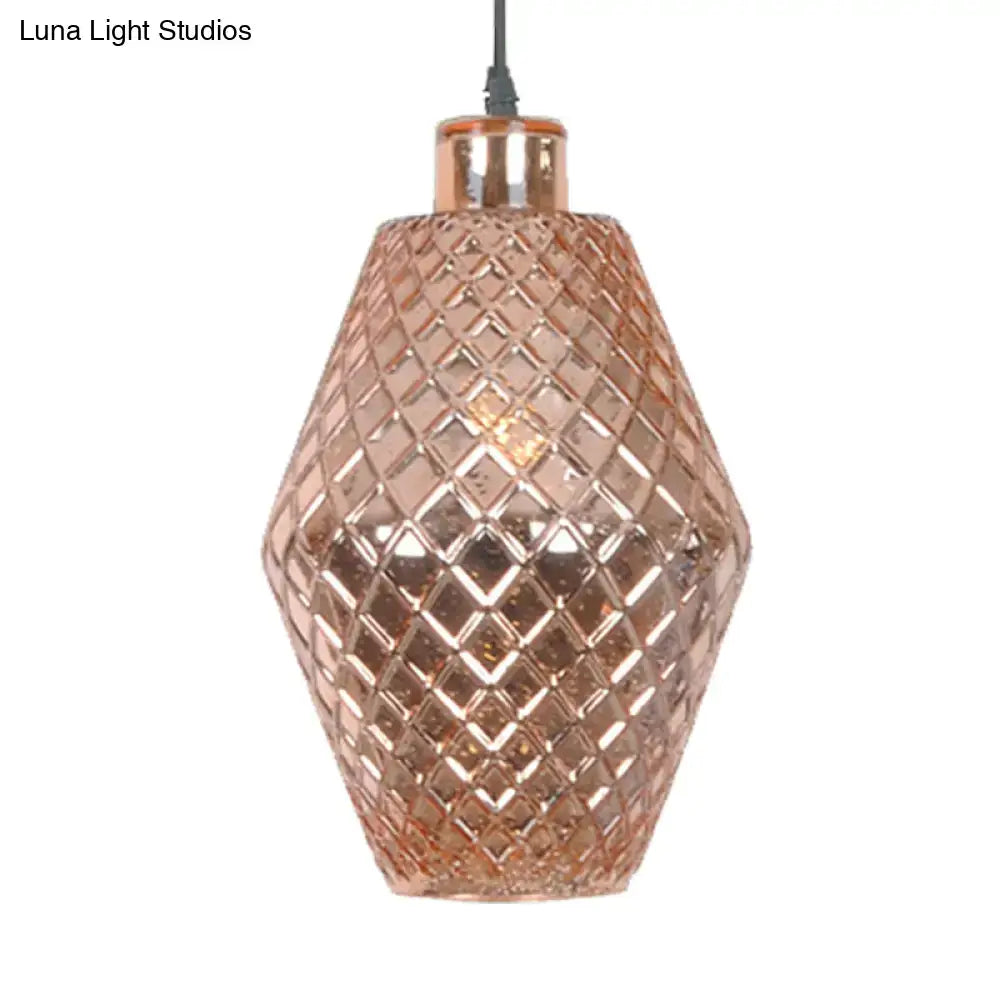 Faceted rose gold glass hanging light fixture living room