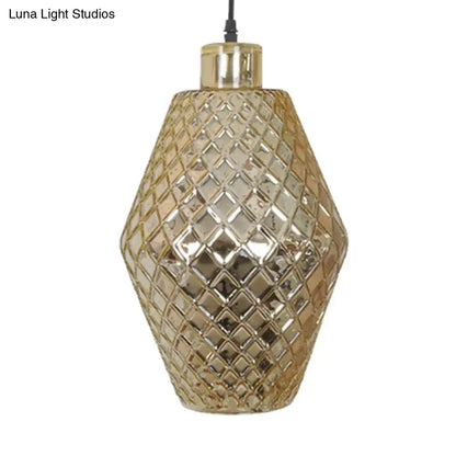 Faceted rose gold glass hanging light fixture living room