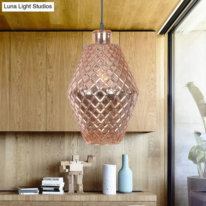 Faceted rose gold glass hanging light fixture living room