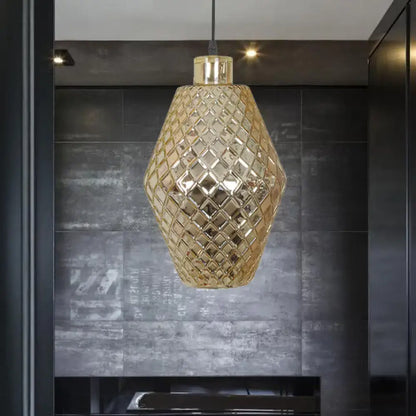 Faceted rose gold glass hanging light fixture living room