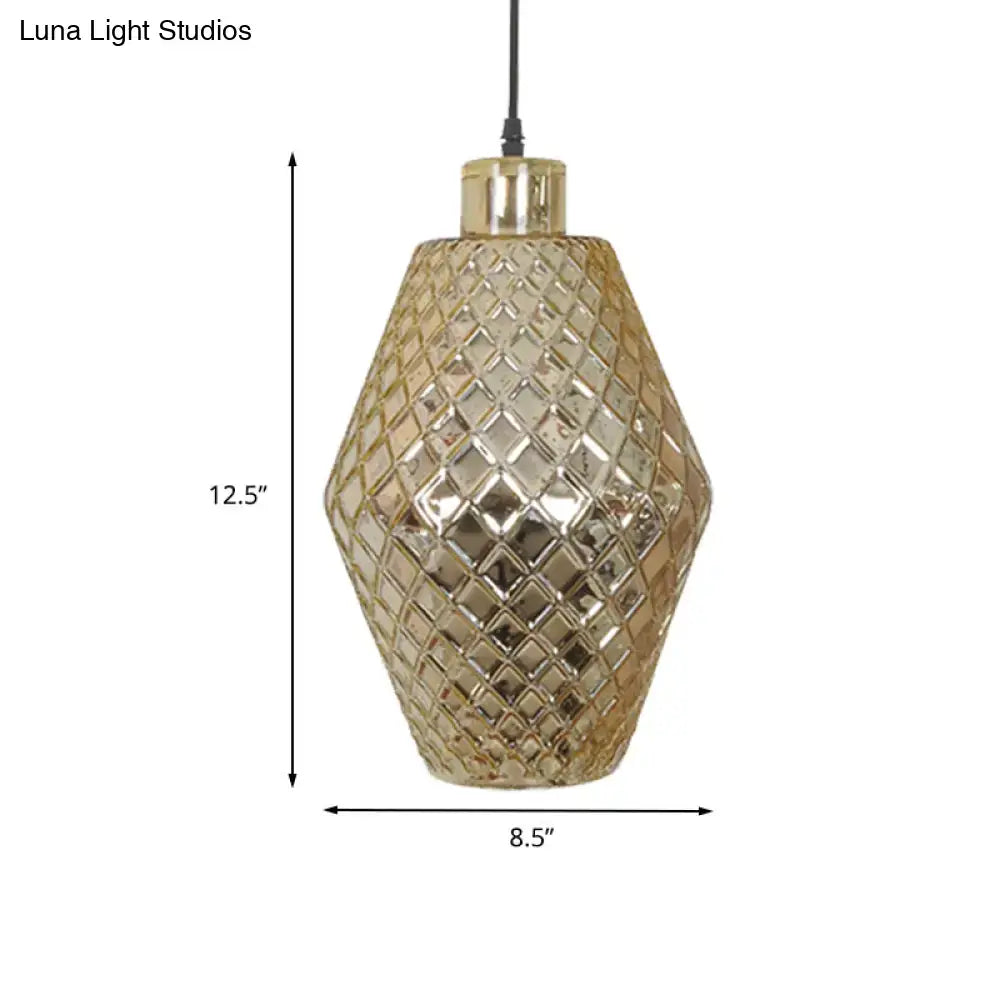 Faceted rose gold glass hanging light fixture living room