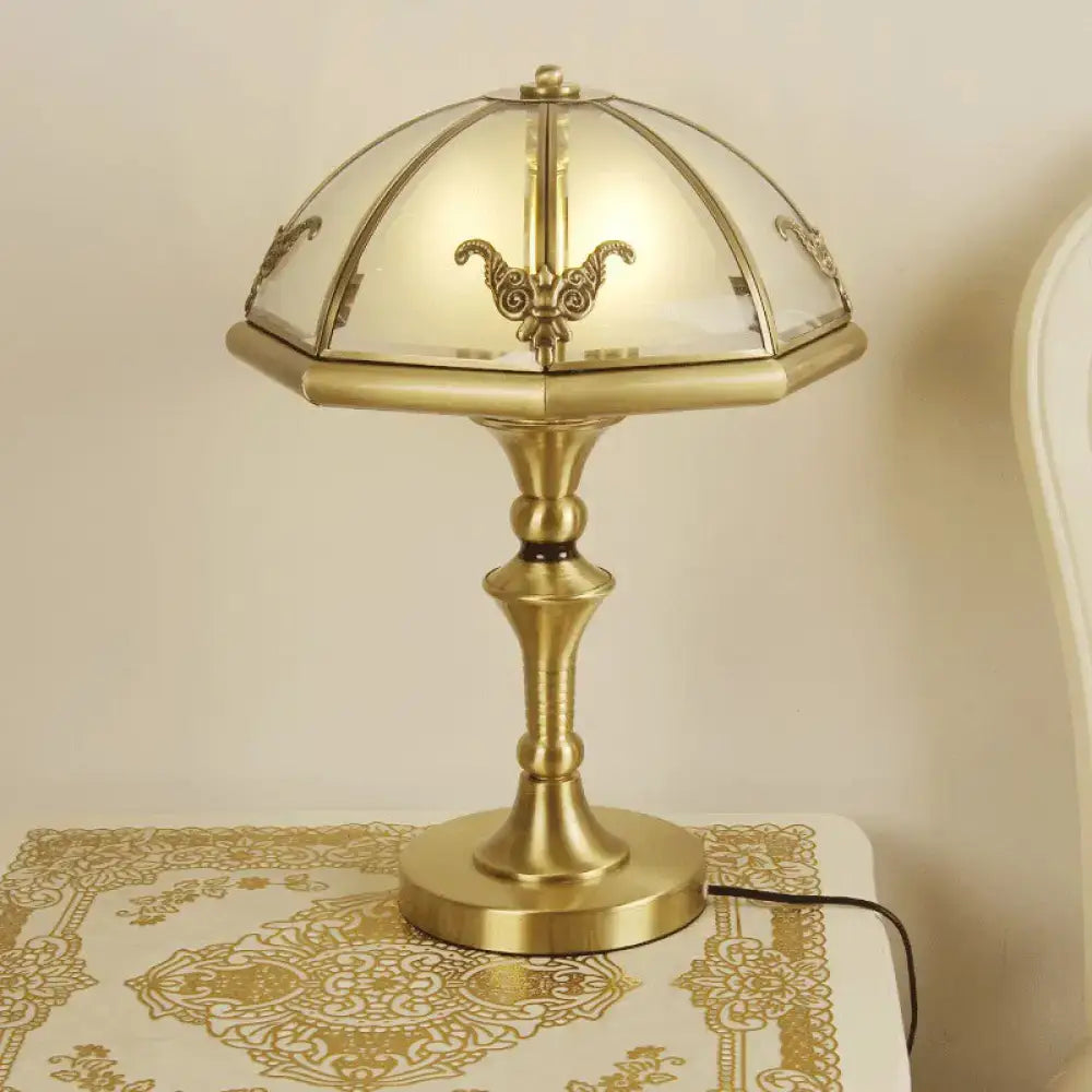 Colonial style brass frosted glass table lamp for bedroom night light