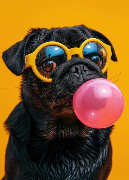 DecorBites™ Colorful Dog Sunglasses Canvas Wall Art