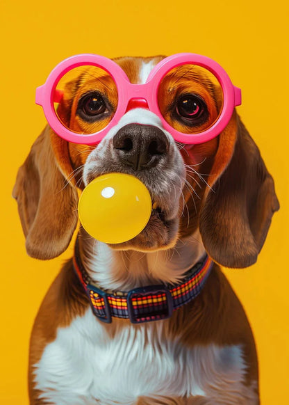 DecorBites™ Colorful Dog Sunglasses Canvas Wall Art