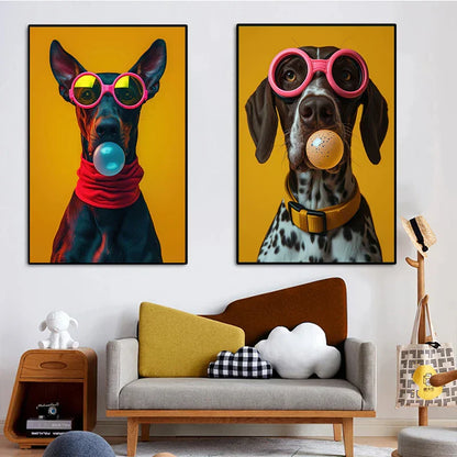 DecorBites™ Colorful Dog Sunglasses Canvas Wall Art