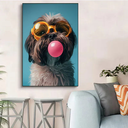 DecorBites™ Colorful Dog Sunglasses Canvas Wall Art